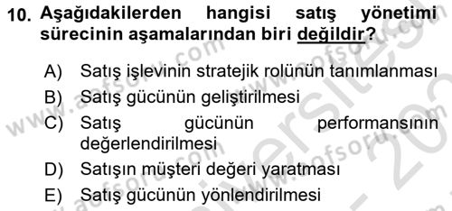 Pazarlama İletişimi Dersi 2021 - 2022 Yılı (Final) Dönem Sonu Sınav Soruları 10. Soru