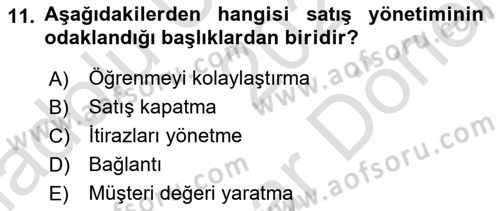 Pazarlama İletişimi Dersi 2021 - 2022 Yılı (Final) Dönem Sonu Sınav Soruları 11. Soru