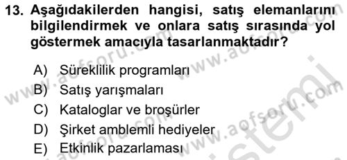 Pazarlama İletişimi Dersi 2021 - 2022 Yılı (Final) Dönem Sonu Sınav Soruları 13. Soru