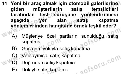 Pazarlama İletişimi Dersi 2021 - 2022 Yılı Yaz Okulu Sınav Soruları 11. Soru