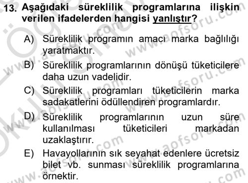 Pazarlama İletişimi Dersi 2021 - 2022 Yılı Yaz Okulu Sınav Soruları 13. Soru