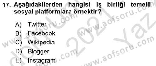 Pazarlama İletişimi Dersi 2021 - 2022 Yılı Yaz Okulu Sınav Soruları 17. Soru