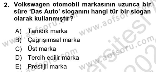 Pazarlama İletişimi Dersi 2021 - 2022 Yılı Yaz Okulu Sınav Soruları 2. Soru