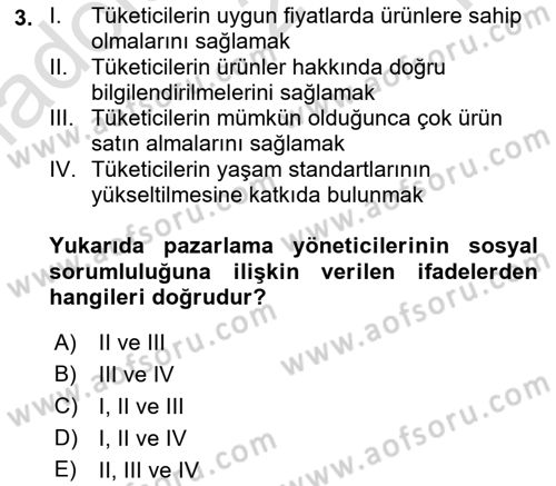 Pazarlama İletişimi Dersi 2021 - 2022 Yılı Yaz Okulu Sınav Soruları 3. Soru