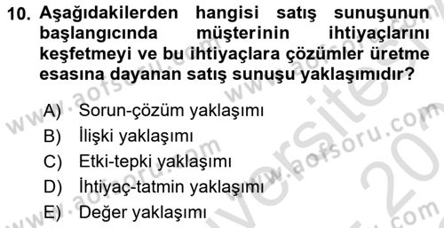 Pazarlama İletişimi Dersi 2022 - 2023 Yılı Yaz Okulu Sınav Soruları 10. Soru