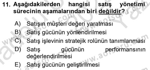 Pazarlama İletişimi Dersi 2022 - 2023 Yılı Yaz Okulu Sınav Soruları 11. Soru