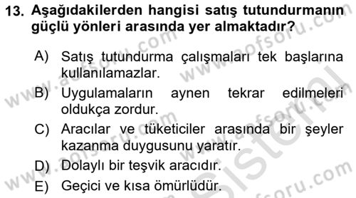 Pazarlama İletişimi Dersi 2022 - 2023 Yılı Yaz Okulu Sınav Soruları 13. Soru