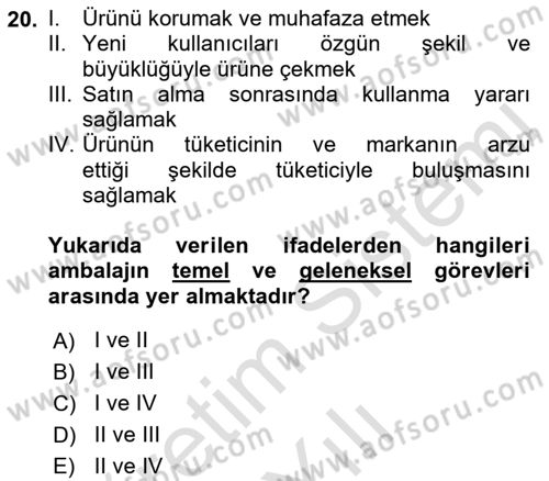 Pazarlama İletişimi Dersi 2022 - 2023 Yılı Yaz Okulu Sınav Soruları 20. Soru