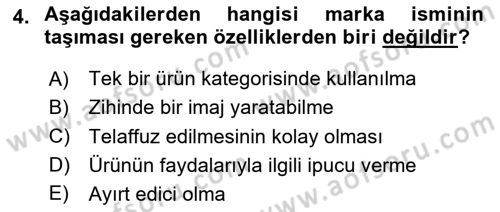 Pazarlama İletişimi Dersi 2023 - 2024 Yılı (Vize) Ara Sınav Soruları 4. Soru