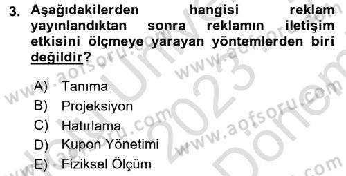 Pazarlama İletişimi Dersi 2023 - 2024 Yılı (Final) Dönem Sonu Sınav Soruları 3. Soru