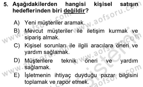 Pazarlama İletişimi Dersi 2023 - 2024 Yılı (Final) Dönem Sonu Sınav Soruları 5. Soru
