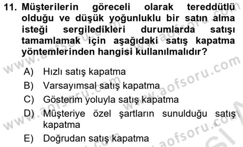 Pazarlama İletişimi Dersi 2023 - 2024 Yılı Yaz Okulu Sınav Soruları 11. Soru