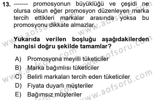 Pazarlama İletişimi Dersi 2023 - 2024 Yılı Yaz Okulu Sınav Soruları 13. Soru