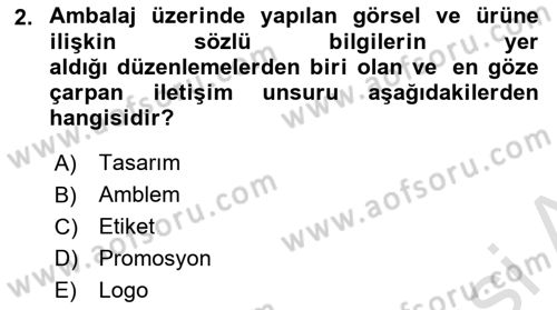 Pazarlama İletişimi Dersi 2023 - 2024 Yılı Yaz Okulu Sınav Soruları 2. Soru