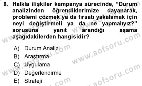 Pazarlama İletişimi Dersi 2023 - 2024 Yılı Yaz Okulu Sınav Soruları 8. Soru