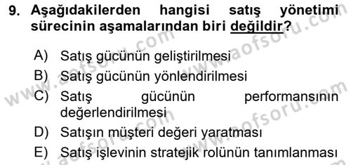 Pazarlama İletişimi Dersi 2023 - 2024 Yılı Yaz Okulu Sınav Soruları 9. Soru