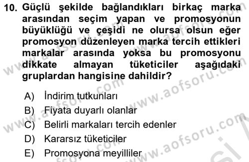 Pazarlama İletişimi Dersi 2024 - 2025 Yılı (Final) Dönem Sonu Sınav Soruları 10. Soru