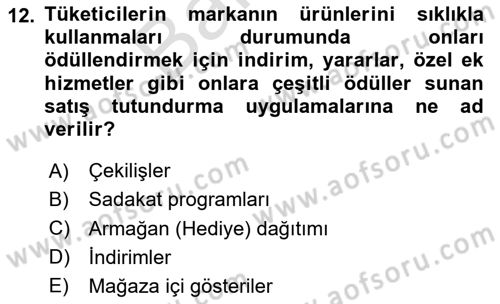 Pazarlama İletişimi Dersi 2024 - 2025 Yılı (Final) Dönem Sonu Sınav Soruları 12. Soru