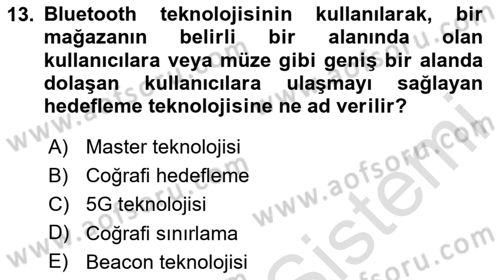 Pazarlama İletişimi Dersi 2024 - 2025 Yılı (Final) Dönem Sonu Sınav Soruları 13. Soru