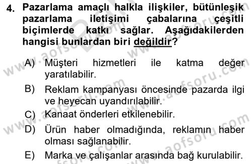 Pazarlama İletişimi Dersi 2024 - 2025 Yılı (Final) Dönem Sonu Sınav Soruları 4. Soru