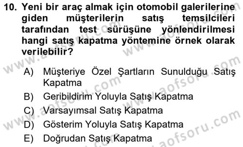 Pazarlama İletişimi Dersi 2024 - 2025 Yılı Yaz Okulu Sınav Soruları 10. Soru