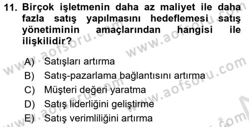 Pazarlama İletişimi Dersi 2024 - 2025 Yılı Yaz Okulu Sınav Soruları 11. Soru