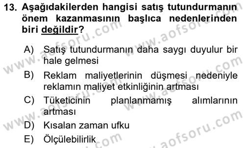 Pazarlama İletişimi Dersi 2024 - 2025 Yılı Yaz Okulu Sınav Soruları 13. Soru