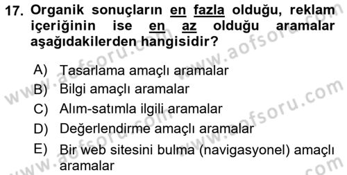 Pazarlama İletişimi Dersi 2024 - 2025 Yılı Yaz Okulu Sınav Soruları 17. Soru