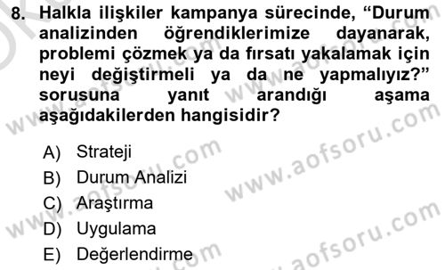 Pazarlama İletişimi Dersi 2024 - 2025 Yılı Yaz Okulu Sınav Soruları 8. Soru