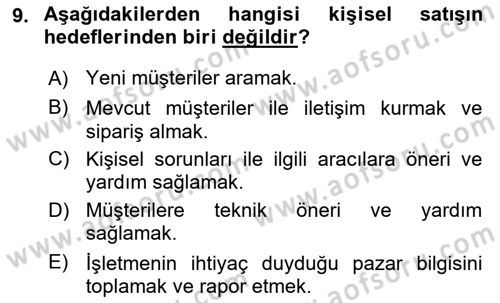 Pazarlama İletişimi Dersi 2024 - 2025 Yılı Yaz Okulu Sınav Soruları 9. Soru