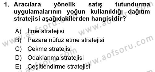 Pazarlama İletişimi Dersi 2025 - 2026 Yılı (Vize) Ara Sınav Soruları 1. Soru