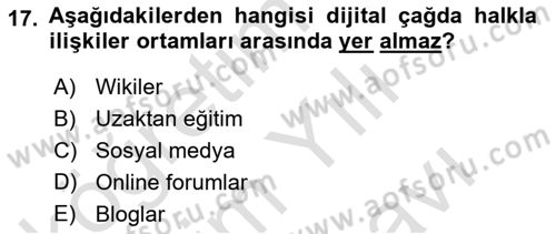 Pazarlama İletişimi Dersi 2025 - 2026 Yılı (Vize) Ara Sınav Soruları 17. Soru