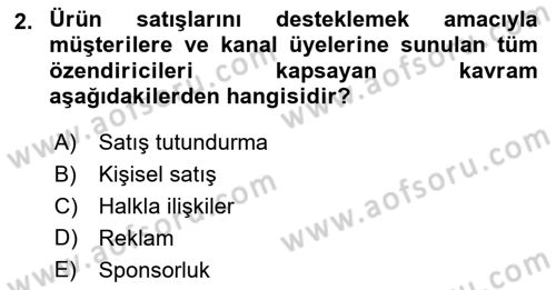 Pazarlama İletişimi Dersi 2025 - 2026 Yılı (Vize) Ara Sınav Soruları 2. Soru