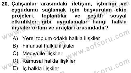 Pazarlama İletişimi Dersi 2025 - 2026 Yılı (Vize) Ara Sınav Soruları 20. Soru