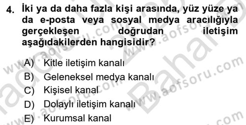 Pazarlama İletişimi Dersi 2025 - 2026 Yılı (Vize) Ara Sınav Soruları 4. Soru