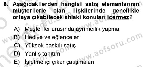 Pazarlama İletişimi Dersi 2025 - 2026 Yılı (Vize) Ara Sınav Soruları 8. Soru