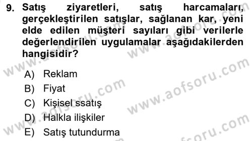 Pazarlama İletişimi Dersi 2025 - 2026 Yılı (Vize) Ara Sınav Soruları 9. Soru