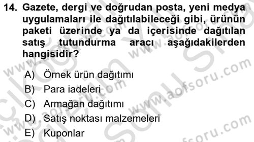 Pazarlama İletişimi Dersi 2025 - 2026 Yılı (Final) Dönem Sonu Sınav Soruları 14. Soru