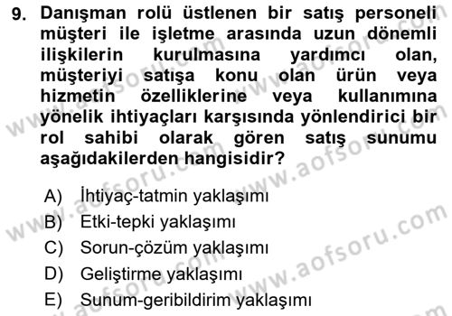 Pazarlama İletişimi Dersi 2025 - 2026 Yılı (Final) Dönem Sonu Sınav Soruları 9. Soru