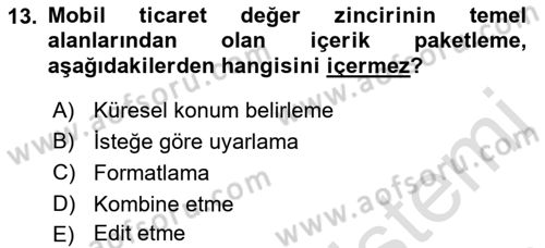 İnternet Ve Mobil Pazarlama Dersi 2017 - 2018 Yılı (Vize) Ara Sınav Soruları 13. Soru