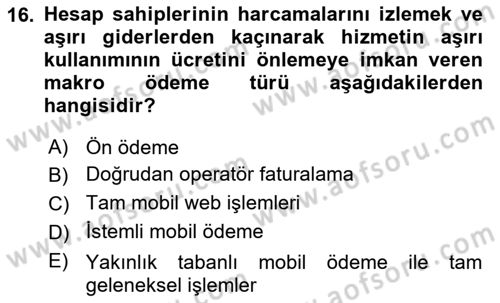 İnternet Ve Mobil Pazarlama Dersi 2017 - 2018 Yılı (Vize) Ara Sınav Soruları 16. Soru