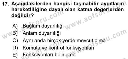 İnternet Ve Mobil Pazarlama Dersi 2017 - 2018 Yılı (Vize) Ara Sınav Soruları 17. Soru