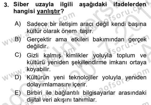 İnternet Ve Mobil Pazarlama Dersi 2017 - 2018 Yılı (Vize) Ara Sınav Soruları 3. Soru