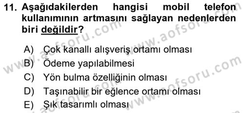 İnternet Ve Mobil Pazarlama Dersi 2017 - 2018 Yılı (Final) Dönem Sonu Sınav Soruları 11. Soru