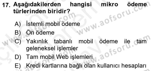 İnternet Ve Mobil Pazarlama Dersi 2017 - 2018 Yılı (Final) Dönem Sonu Sınav Soruları 17. Soru