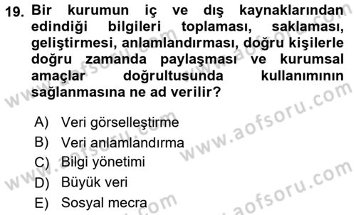 İnternet Ve Mobil Pazarlama Dersi 2017 - 2018 Yılı (Final) Dönem Sonu Sınav Soruları 19. Soru