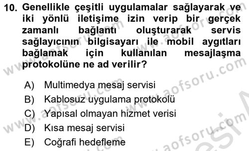 İnternet Ve Mobil Pazarlama Dersi 2018 - 2019 Yılı 3 Ders Sınav Soruları 10. Soru