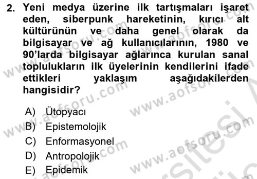 İnternet Ve Mobil Pazarlama Dersi 2018 - 2019 Yılı 3 Ders Sınav Soruları 2. Soru