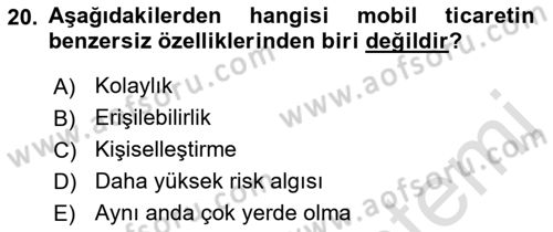 İnternet Ve Mobil Pazarlama Dersi 2018 - 2019 Yılı 3 Ders Sınav Soruları 20. Soru