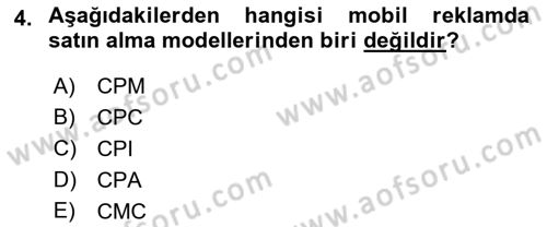 İnternet Ve Mobil Pazarlama Dersi 2018 - 2019 Yılı 3 Ders Sınav Soruları 4. Soru